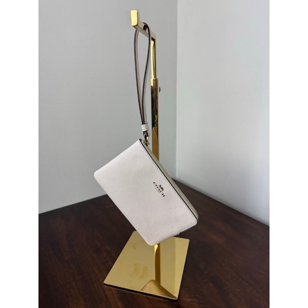 Coach Corner Zip Wristlet Gold/Chalk (off white/cream) NWOT